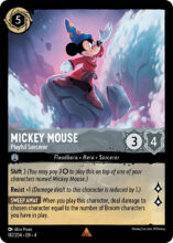 Disney Lorcana set 4 Ursula's Return. Mickey Mouse "Playful Sorcerer" rare trading card.