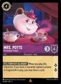 Disney Lorcana set 4 Ursula's Return. Mrs. Potts "Enchanted Teapot" rare trading card.