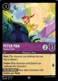 Disney Lorcana set 4 Ursula's Return. Peter Pan "Shadow Finder" rare trading card.