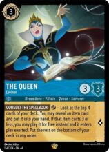 Disney Lorcana set 4 Ursula's Return. The Queen "Diviner" legendary trading card.