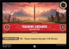 Disney Lorcana set 4 Ursula's Return. Training Grounds "Impossible Plan" common trading card.
