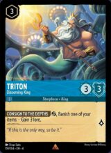 Disney Lorcana set 4 Ursula's Return. Triton "Discerning King" rare trading card.