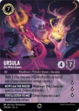Disney Lorcana set 4 Ursula's Return. Ursula "Sea Witch Queen" enchanted trading card.