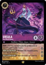 Disney Lorcana set 4 Ursula's Return. Ursula "Sea Witch Queen" legendary trading card.