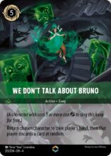 Disney Lorcana set 4 Ursula's Return. We Don't Talk About Bruno enchanted trading card.
