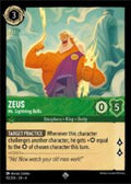 Disney Lorcana set 4 Ursula's Return. Zeus "Mr Lightning Bolts" super rare trading card.