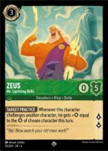 Disney Lorcana set 4 Ursula's Return. Zeus "Mr Lightning Bolts" super rare trading card.