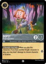 Disney Lorcana set 5 Shimmering Skies. Dopey "Knight Apprentice" common trading card.