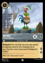 Disney Lorcana set 5 Shimmering Skies. Heihei "Protective Rooster" Common trading card.