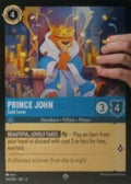 Disney Lorcana set 5 Shimmering Skies. Prince John "Gold Lover" super rare trading card.