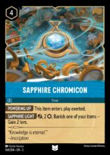 Disney Lorcana set 5 Shimmering Skies. Sapphire Chromicon uncommon trading card.