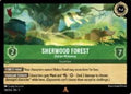 Disney Lorcana set 5 Shimmering Skies. Sherwood Forest "Outlaw Hideaway" rare trading card.