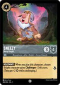 Disney Lorcana set 5 Shimmering Skies. Sneezy "Noisy Knight" common trading card.