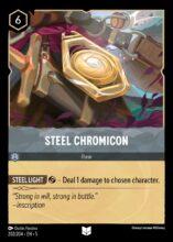 Disney Lorcana set 5 Shimmering Skies. Steel Chromicon uncommon trading card.