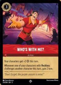 Disney Lorcana set 5 Shimmering Skies. Who's With Me? super rare trading card.