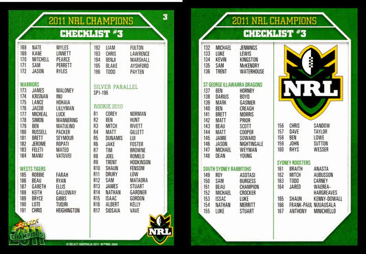 NRL 2011 Champions | Complete Silver Parallel Set | 196 Cards