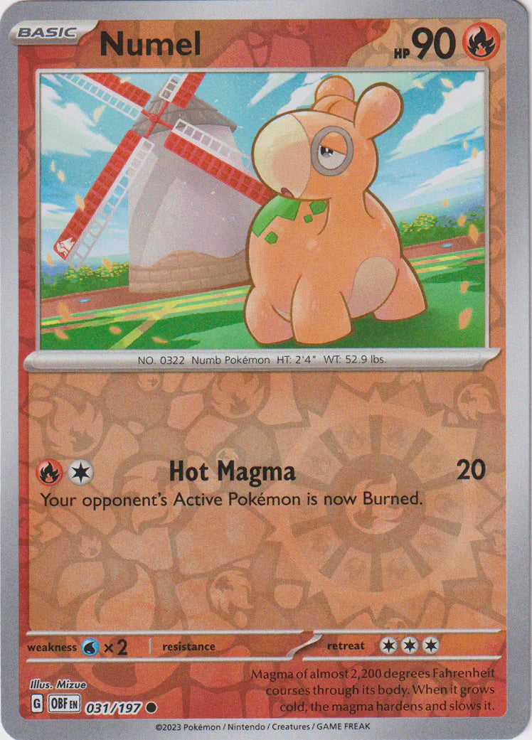 Pokemon TCG -Obsidian Flames -#31 -Numel -Common -Reverse Holo