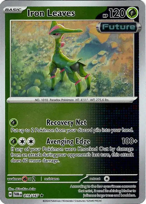 Pokemon TCG - Twilight Masquerade - #19 - Iron Leaves - Rare Reverse Holo