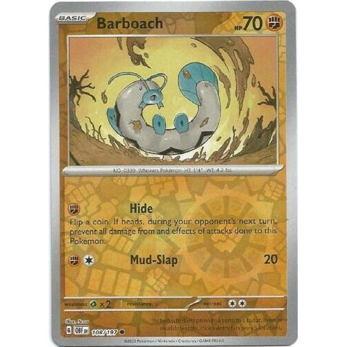 Pokemon TCG -Obsidian Flames -#108 -Barboach -Common -Reverse Holo