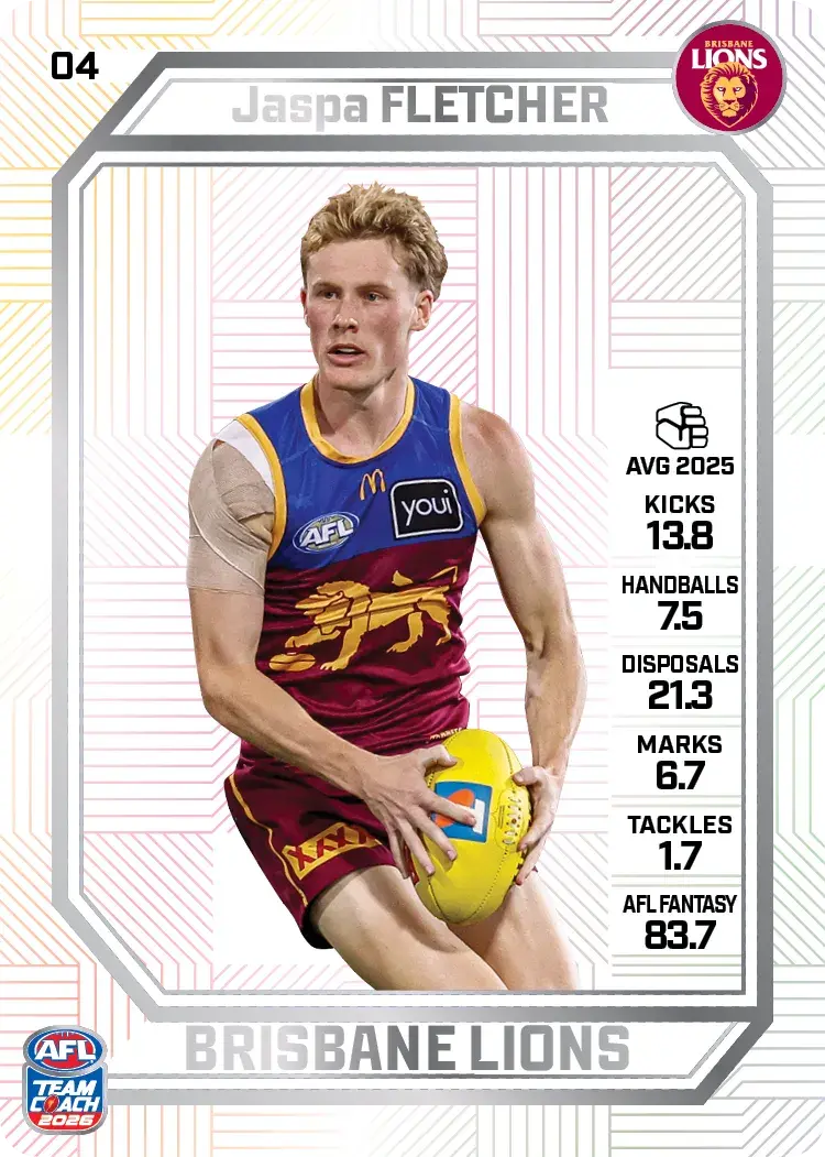 Teamcoach 2026 Base Pearl Card #04 Jaspa Fletcher - Brisbane Lions