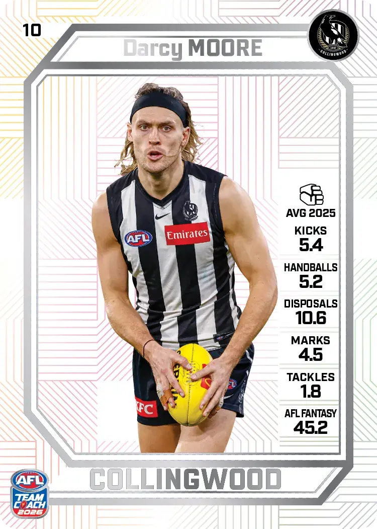 Teamcoach 2026 Base Pearl Card #10 Darcy Moore - Collingwood