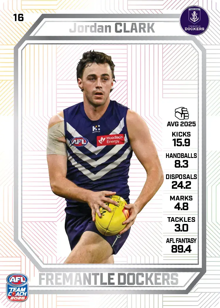 Teamcoach 2026 Base Pearl Card #16 Jordan Clark - Fremantle