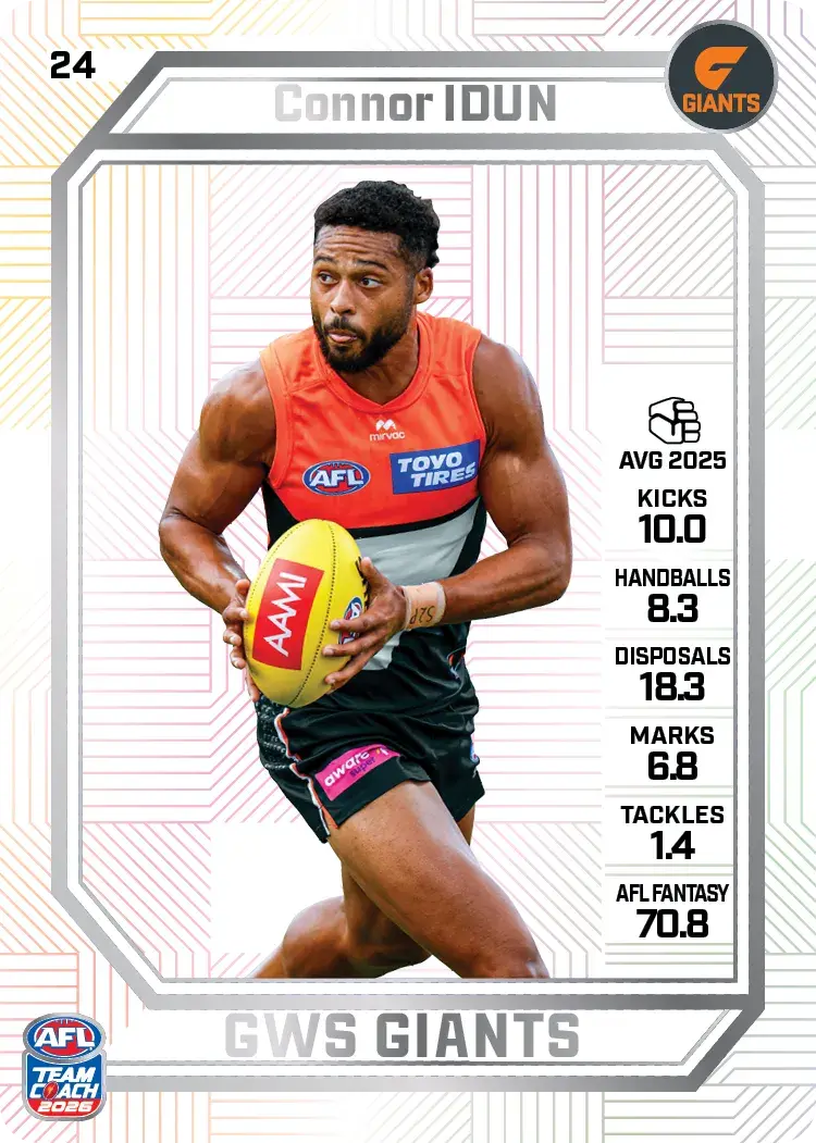 Teamcoach 2026 Base Pearl Card #24 Connor Idun - GWS Giants