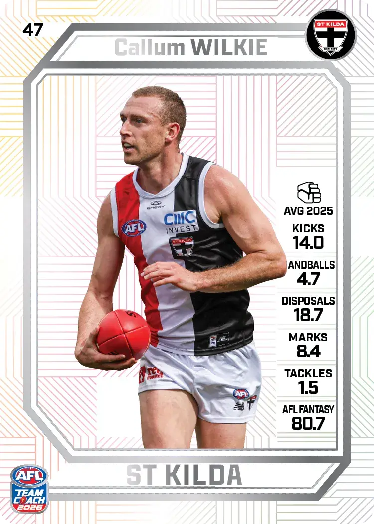 Teamcoach 2026 Base Pearl Card #47 Callum Wilkie - St Kilda