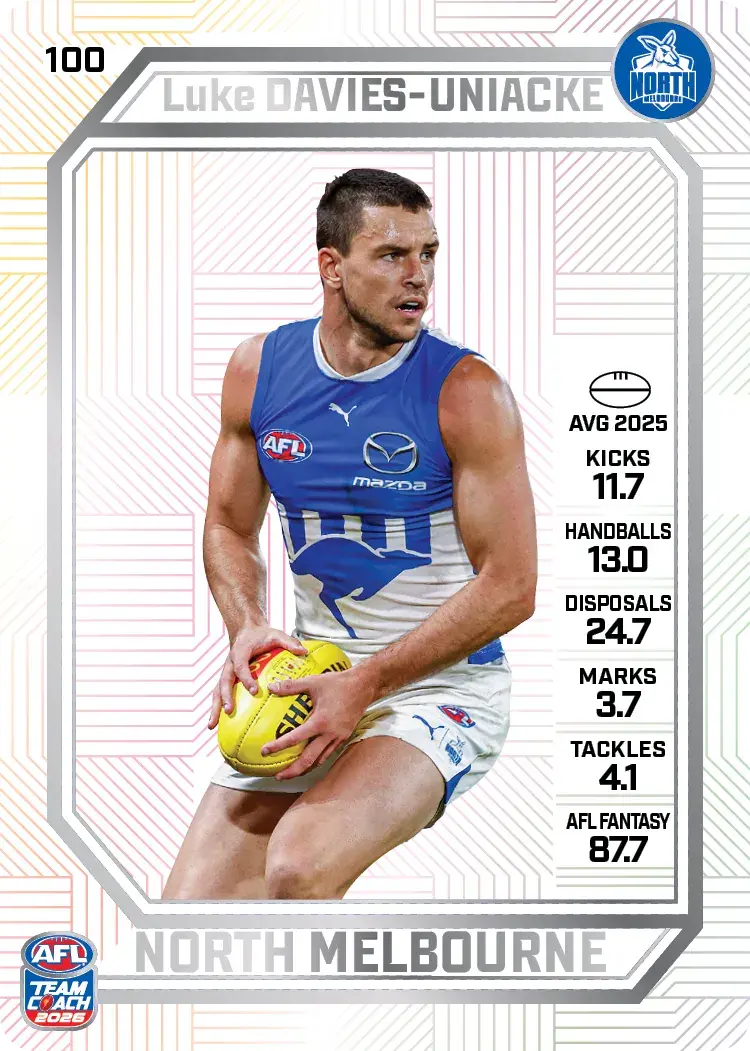 Teamcoach 2026 Base Pearl Card #100 Luke Davies-Uniacke - North Melbourne