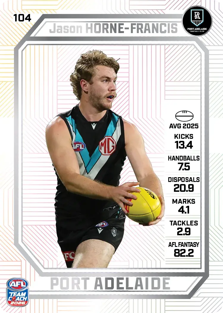 Teamcoach 2026 Base Pearl Card #104 Jason Horne-Francis - Port Adelaide