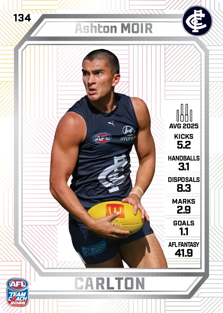 Teamcoach 2026 Base Pearl Card #134 Ashton Moir - Carlton