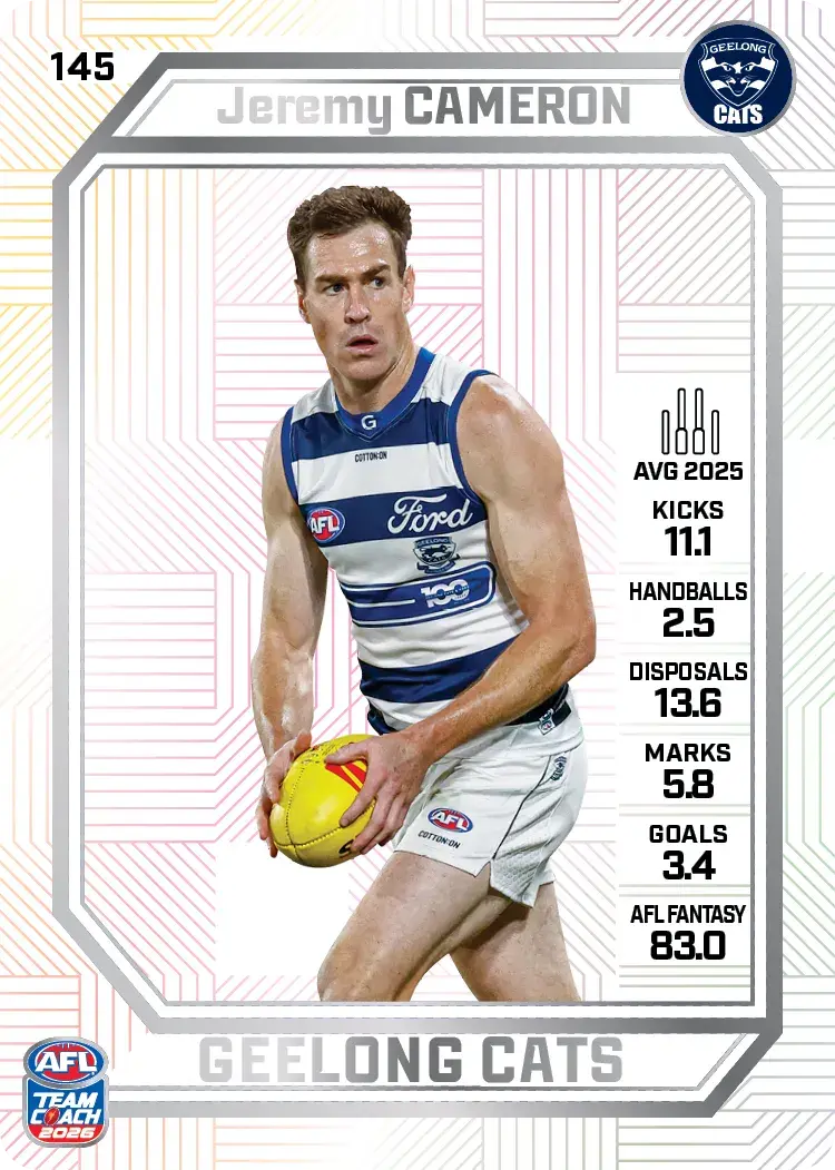 Teamcoach 2026 Base Pearl Card #145 Jeremy Cameron - Geelong