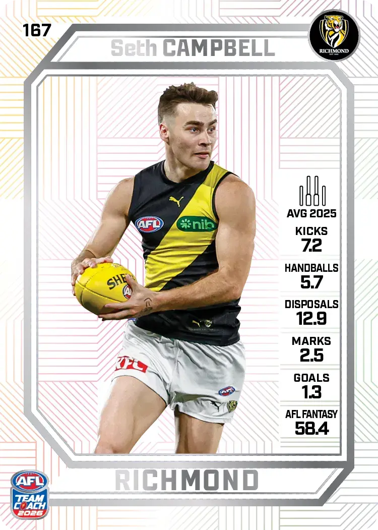 Teamcoach 2026 Base Pearl Card #167 Seth Campbell - Richmond