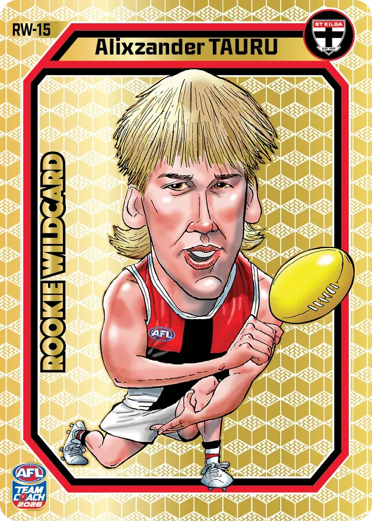 Teamcoach 2026 Rookie Wildcards Gold RW-15 Alixzander Tauru - St Kilda Saints