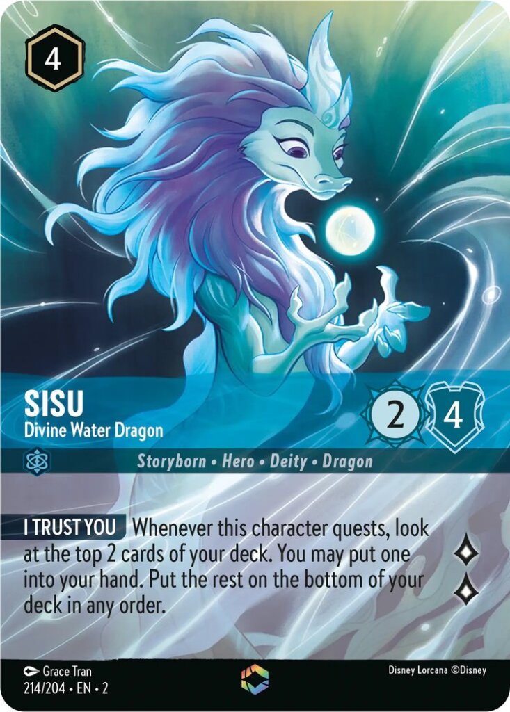 Disney Lorcana Set 2 Rise of the Floodborn. Sisu "Divine Water Dragon" Enchanted card.
