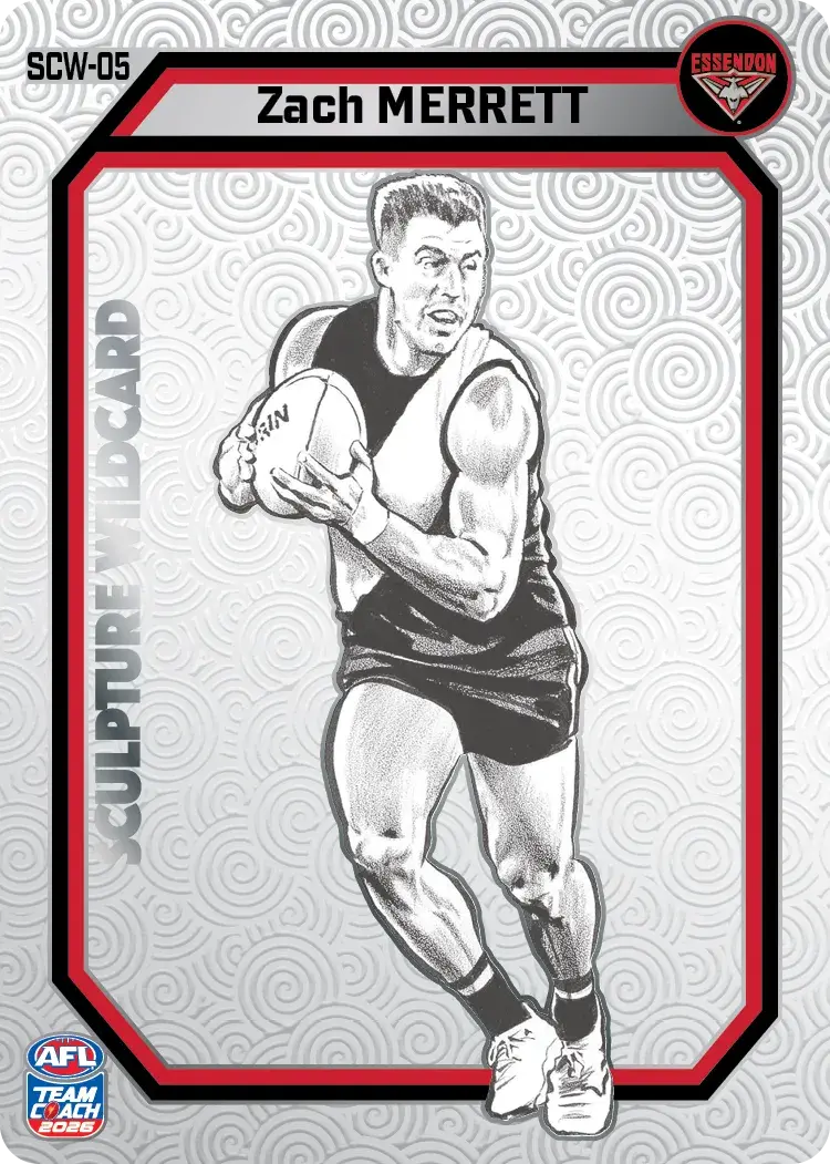 Teamcoach 2026 Sculpture Wildcards Silver SCW-05 Zach Merrett - Essendon Bombers