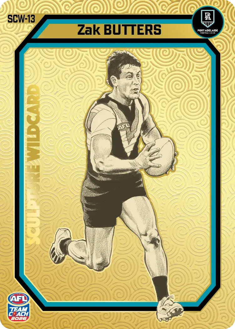 Teamcoach 2026 Sculpture Wildcards Gold SCW-13 Zak Butters - Port Adelaide Power