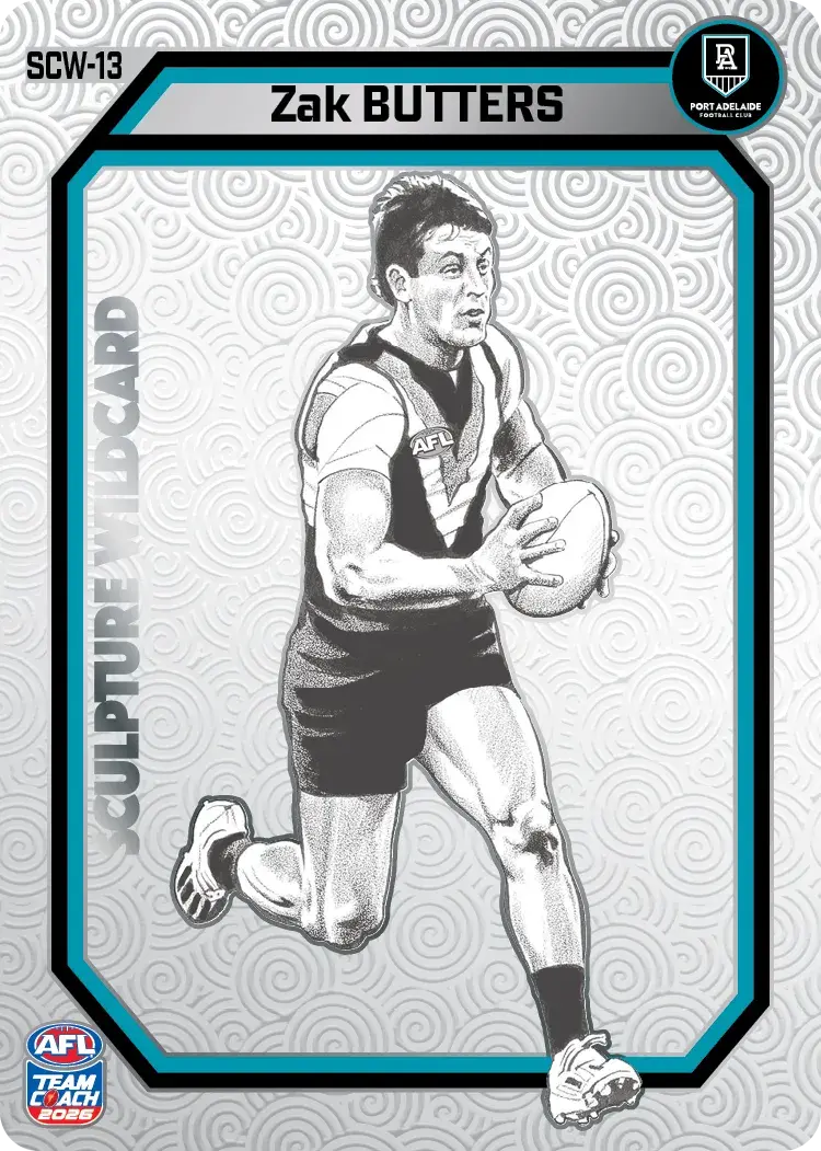 Teamcoach 2026 Sculpture Wildcards Silver SCW-13 Zak Butters - Port Adelaide Power