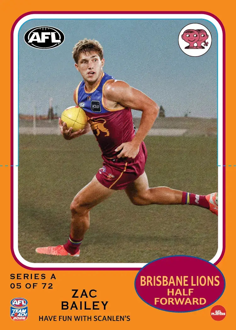 Teamcoach 2026 Scanlens Die-Cut #5 Zac Bailey - Brisbane Lions