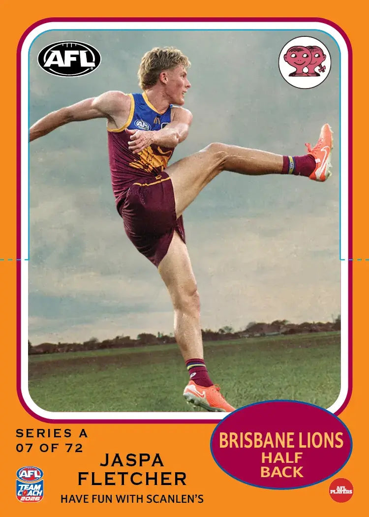 Teamcoach 2026 Scanlens Die-Cut #7 Jaspa Fletcher - Brisbane Lions