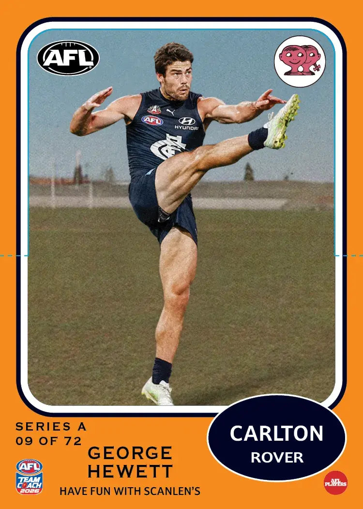 Teamcoach 2026 Scanlens Die-Cut #9 George Hewett - Carlton Blues