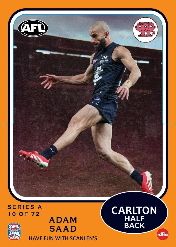 Teamcoach 2026 Scanlens Die-Cut #10 Adam Saad - Carlton Blues