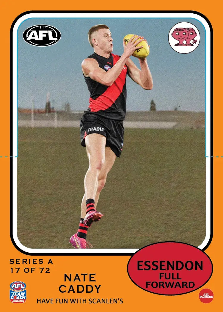 Teamcoach 2026 Scanlens Die-Cut #17 Nate Caddy - Essendon Bombers