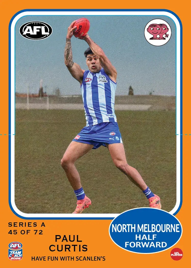 Teamcoach 2026 Scanlens Die-Cut #45 Paul Curtis - North Melbourne Kangaroos