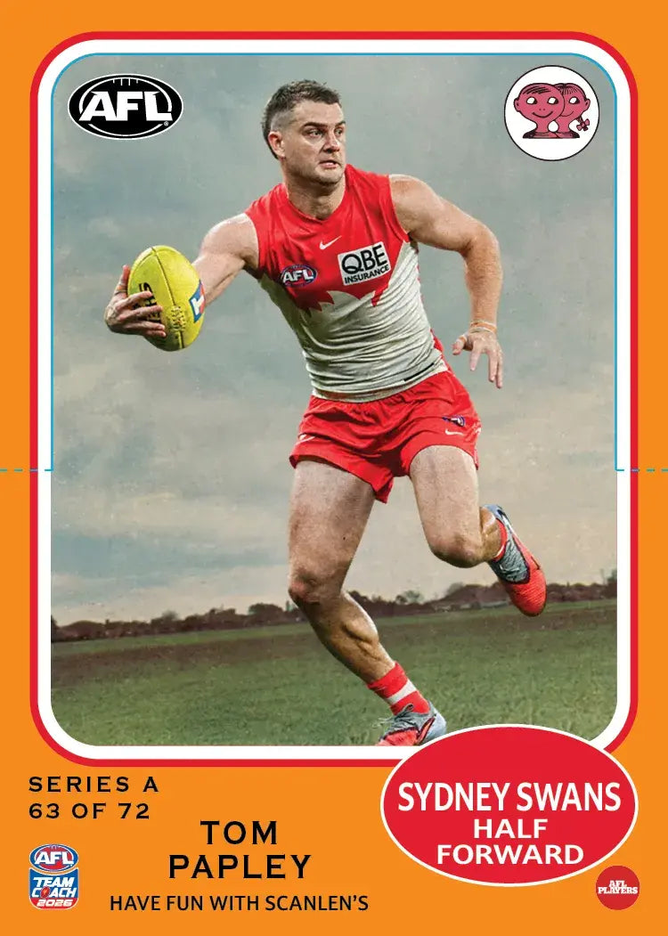 Teamcoach 2026 Scanlens Die-Cut #63 Tom Papley - Sydney Swans