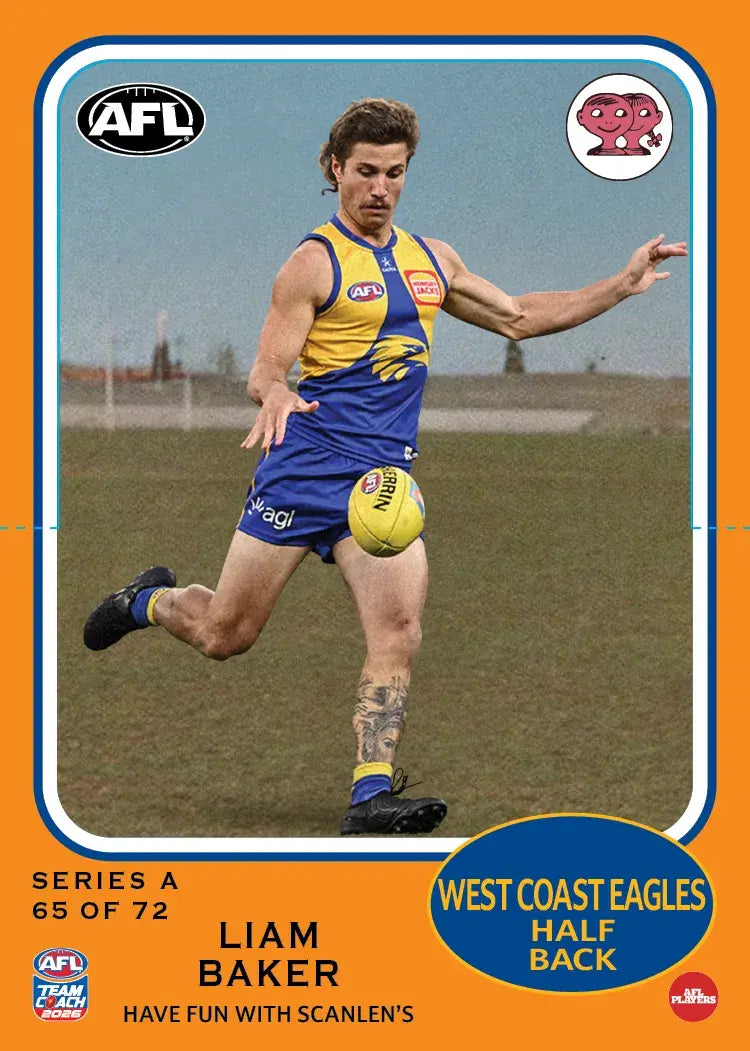 Teamcoach 2026 Scanlens Die-Cut #65 Liam Baker - West Coast Eagles