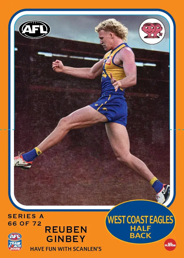 Teamcoach 2026 Scanlens Die-Cut #66 Reuben Ginbey - West Coast Eagles
