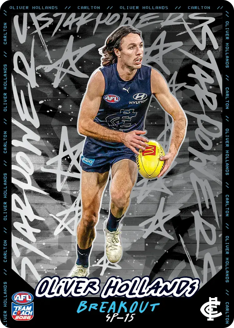Teamcoach 2026 Star Powers Silver SP-15 Oliver Hollands - Carlton Blues