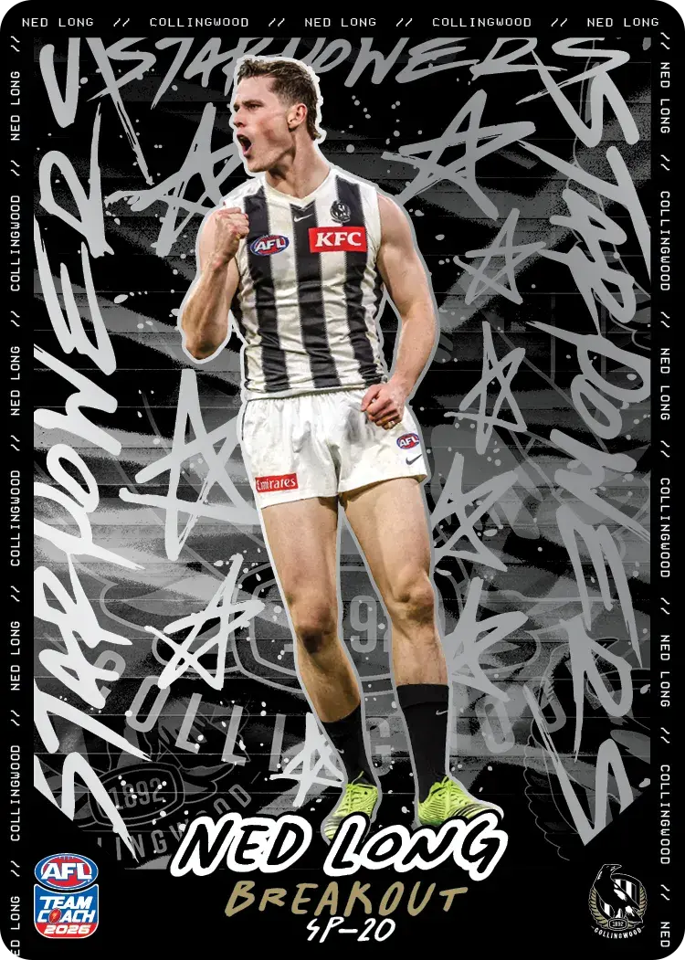Teamcoach 2026 Star Powers Silver SP-20 Ned Long - Collingwood Magpies