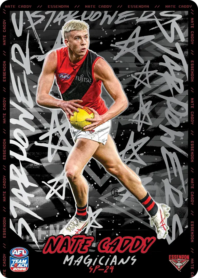 Teamcoach 2026 Star Powers Silver SP-24 Nate Caddy - Essendon Bombers
